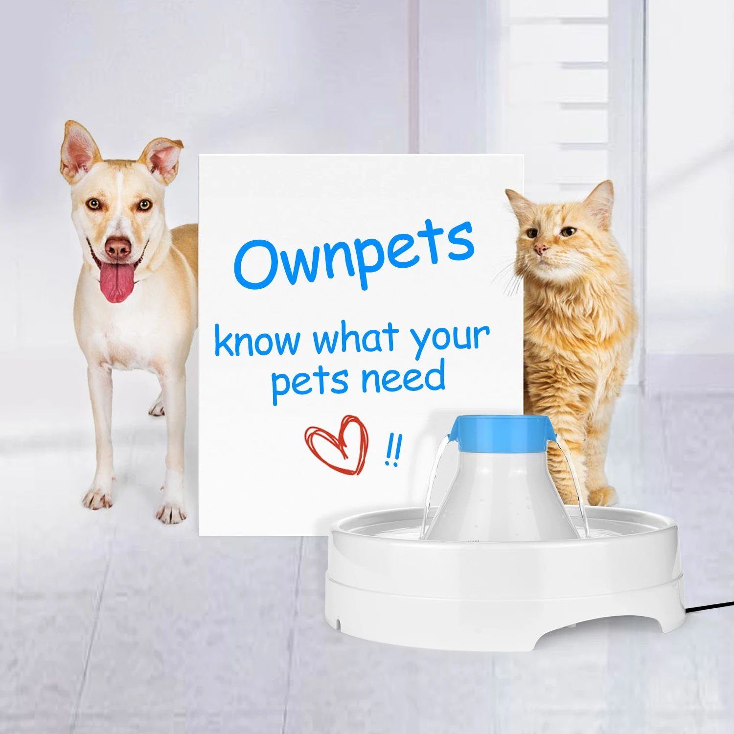 Ownpets® Pets Drinking Fountain Active Oxygen Cycle Two Drinking Area 3L Pet Supplies - DailySale