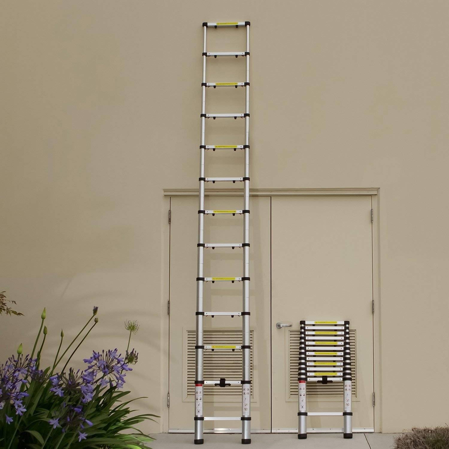 OxGord Aluminum Telescopic Extension Ladder 12.5ft. Telescope Home Essentials - DailySale