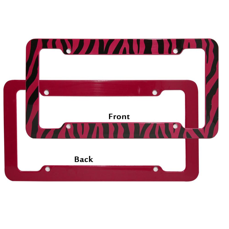 OxGord Plastic License Plate Frame with Zebra/Tiger Stripes
