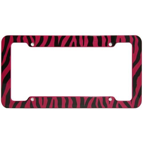OxGord Plastic License Plate Frame with Zebra/Tiger Stripes