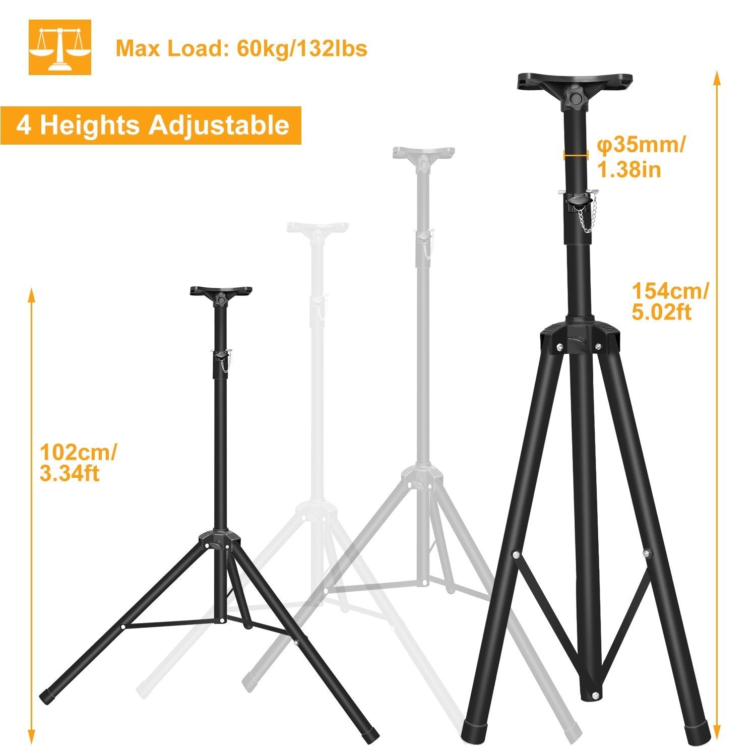 Pa Speaker Tripod Stand Heavy Duty Height Extendable Adjustable Pole Mount Rack Headphones & Audio - DailySale