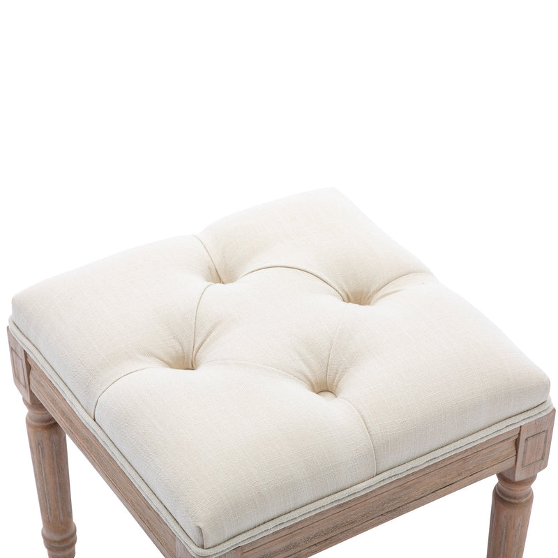 Padded Square Footstool with Rubberwood Legs Furniture & Decor - DailySale
