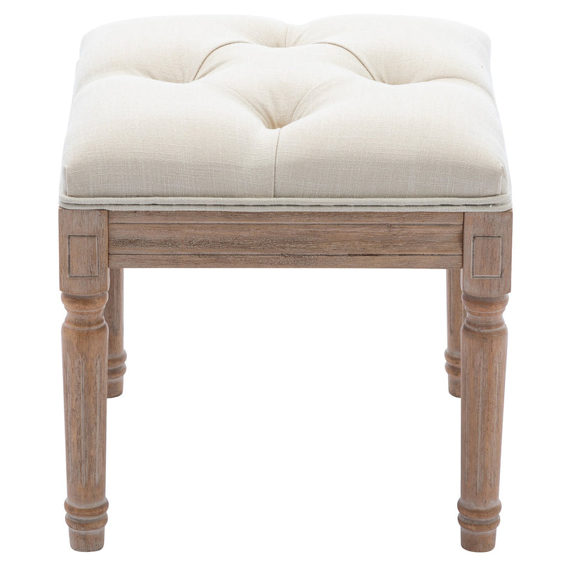 Padded Square Footstool with Rubberwood Legs Furniture & Decor - DailySale