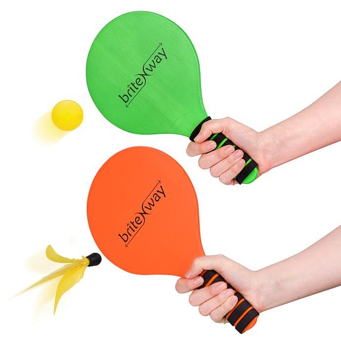 Paddle Ball Game Bundle With 2 Wooden Racket Paddles Toys & Games - DailySale
