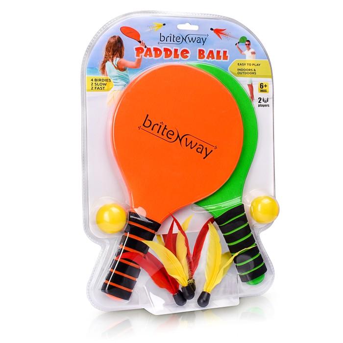 Paddle Ball Game Bundle With 2 Wooden Racket Paddles Toys & Games - DailySale