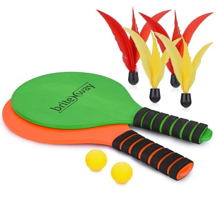 Paddle Ball Game Bundle With 2 Wooden Racket Paddles Toys & Games - DailySale