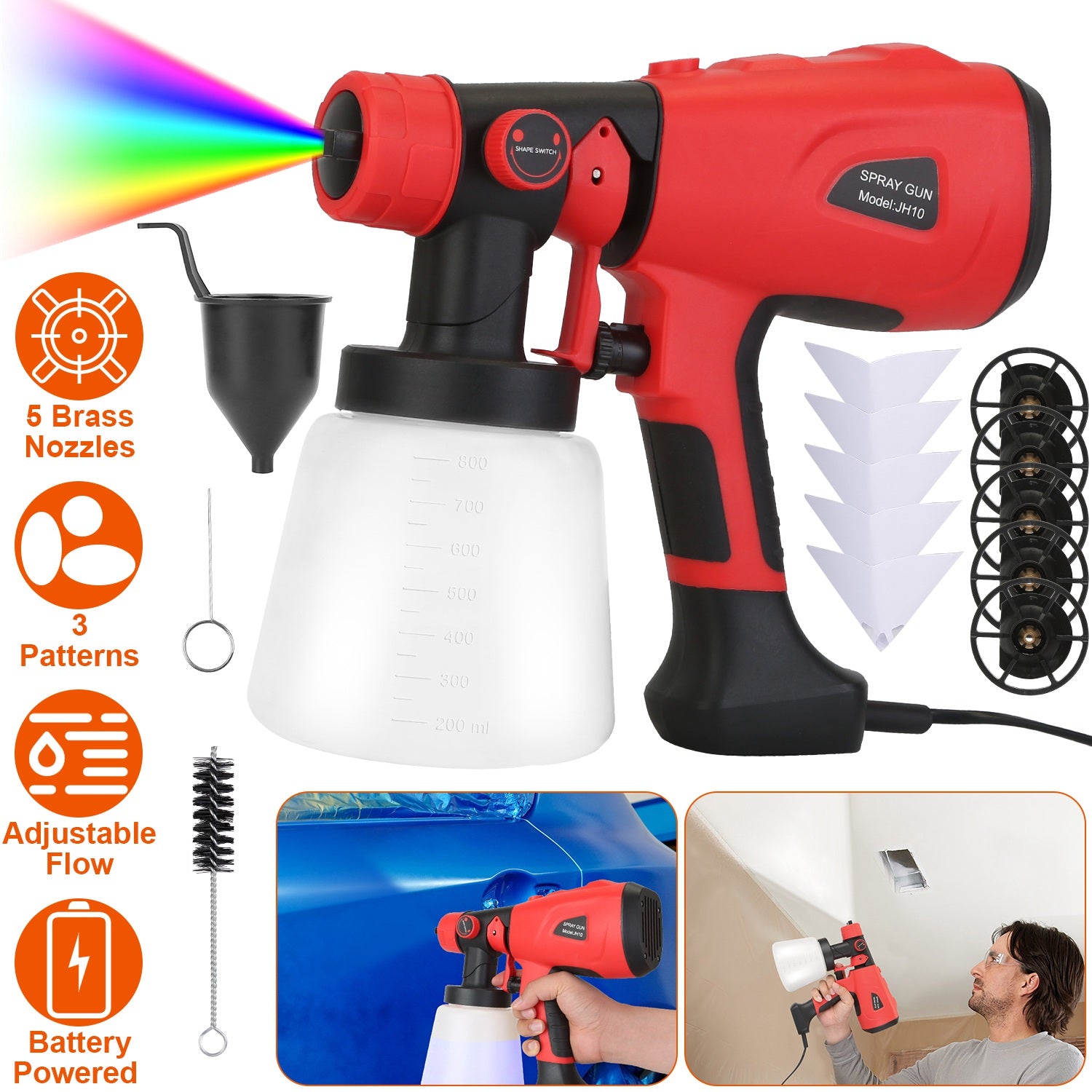 Paint Sprayer HVLP Handheld Painter with 3 Spray Patterns Home Improvement - DailySale