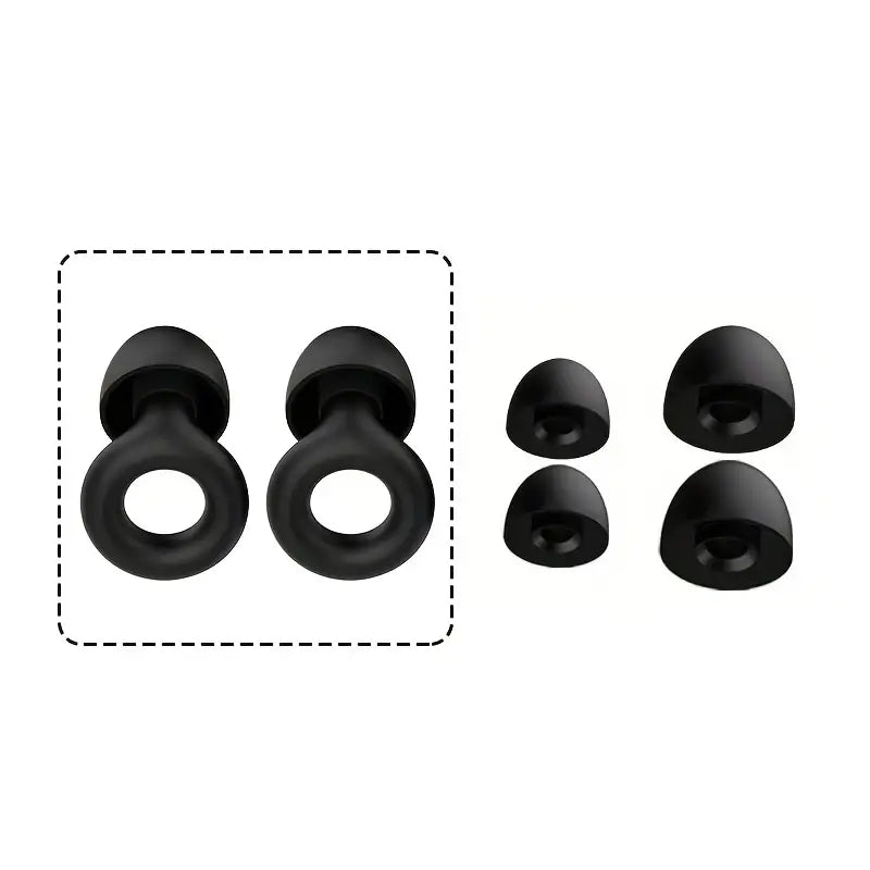 Pair of Super Soft, Reusable Silicone Ear Plugs Wellness Black - DailySale