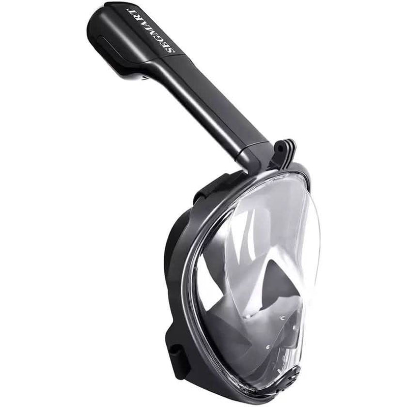 Panoramic Snorkeling Mask Full Face GoPro Compatible Snorkel Mask Scuba Mask Sports & Outdoors Black - DailySale