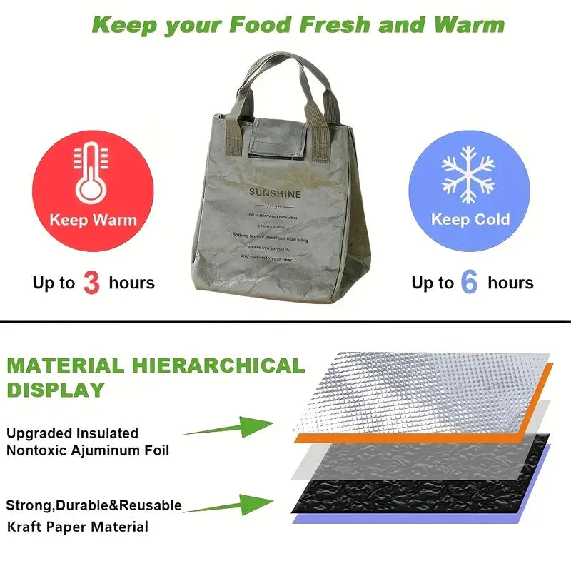 Paper Bento Bag Waterproof And Oilproof Insulation Bag Bags & Travel - DailySale