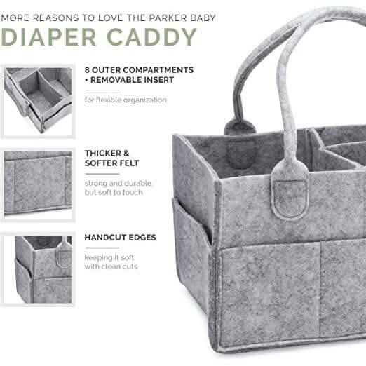 Parker Baby Diaper Caddy - Nursery Storage Bin and Car Organizer for Diapers and Baby Wipes Bags & Travel - DailySale