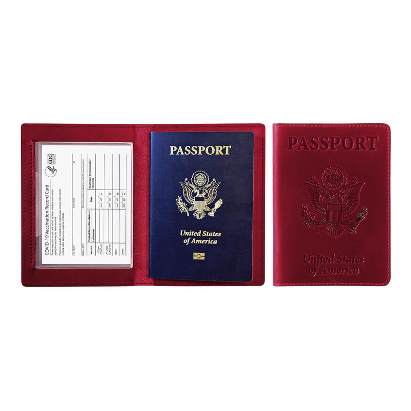 Passport Holder with Vaccination Card Protector Bags & Travel Burgundy - DailySale