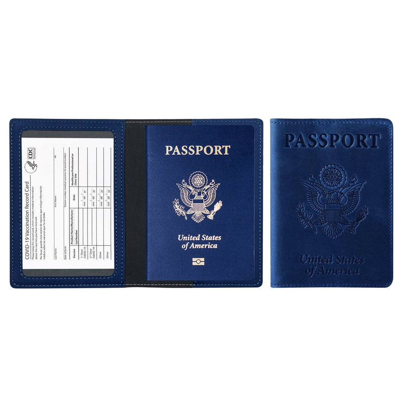 Passport Holder with Vaccination Card Protector Bags & Travel Dark Blue - DailySale