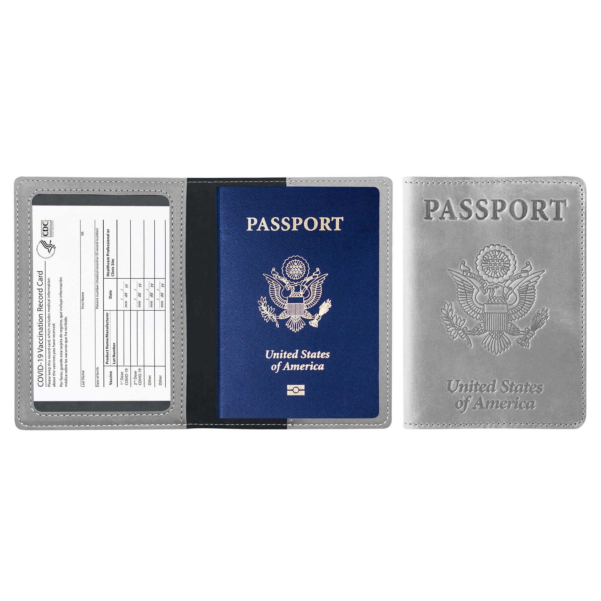 Passport Holder with Vaccination Card Protector Bags & Travel Gray - DailySale