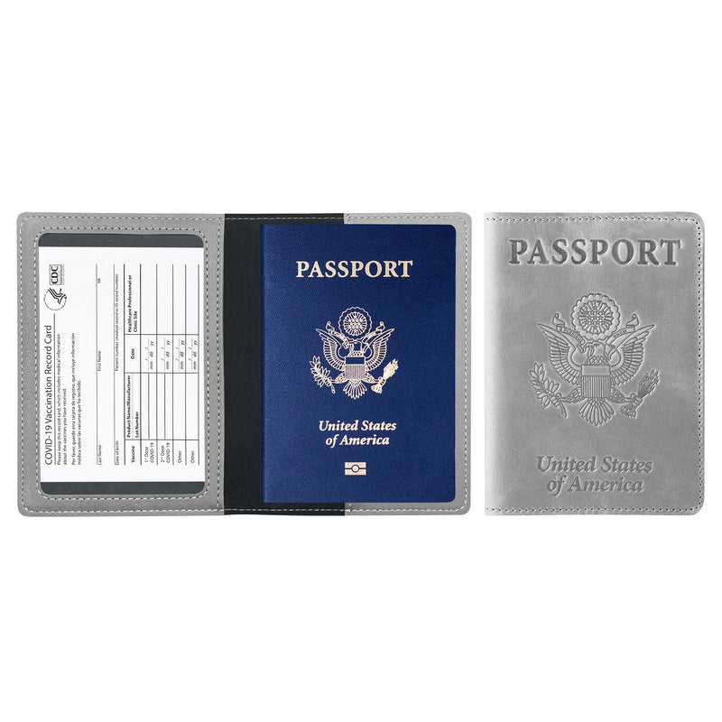 Passport Holder with Vaccination Card Protector Bags & Travel Gray - DailySale