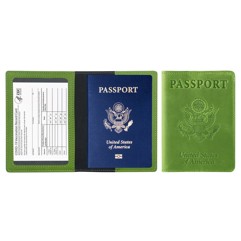 Passport Holder with Vaccination Card Protector Bags & Travel Green - DailySale