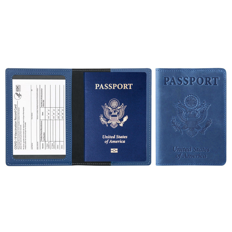 Passport Holder with Vaccination Card Protector Bags & Travel Light Blue - DailySale