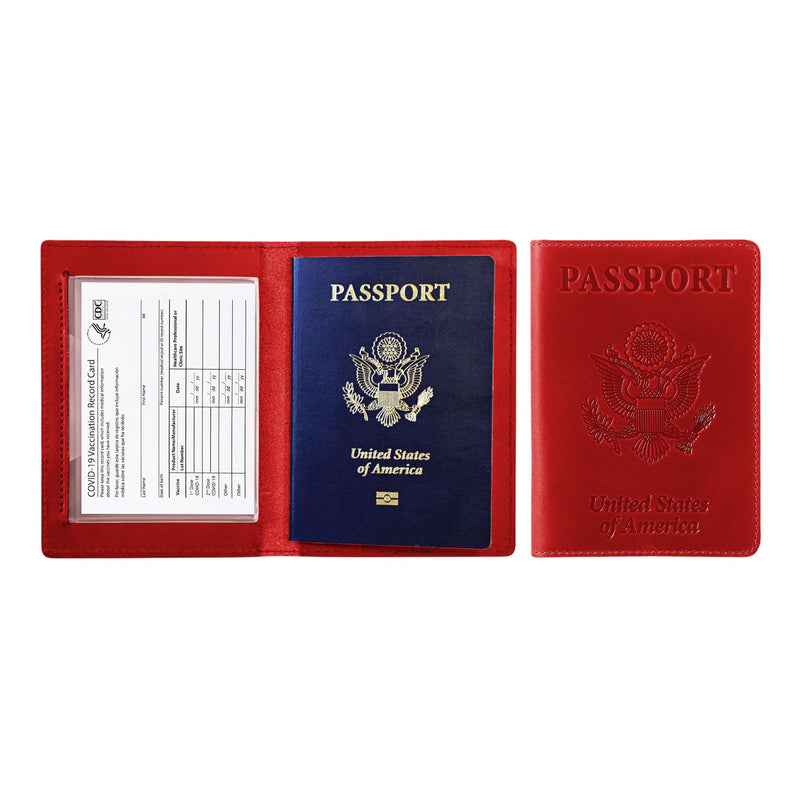 Passport Holder with Vaccination Card Protector Bags & Travel Red - DailySale