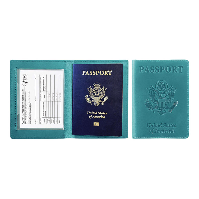 Passport Holder with Vaccination Card Protector Bags & Travel Turquoise - DailySale