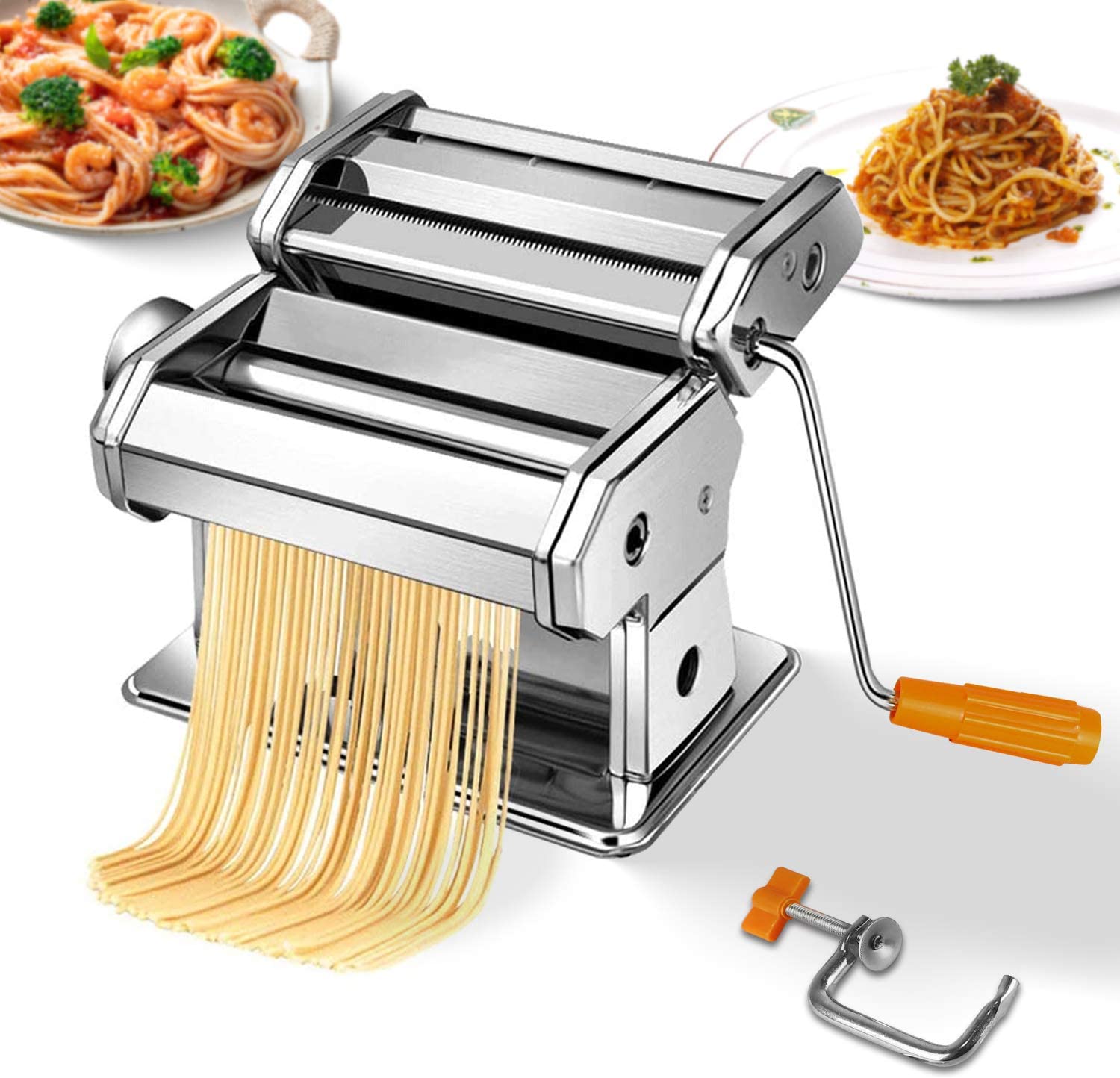 Stainless Steel Pasta Maker Fettuccine Noodle Roller Machine/Rolling Pin  Mat Set 