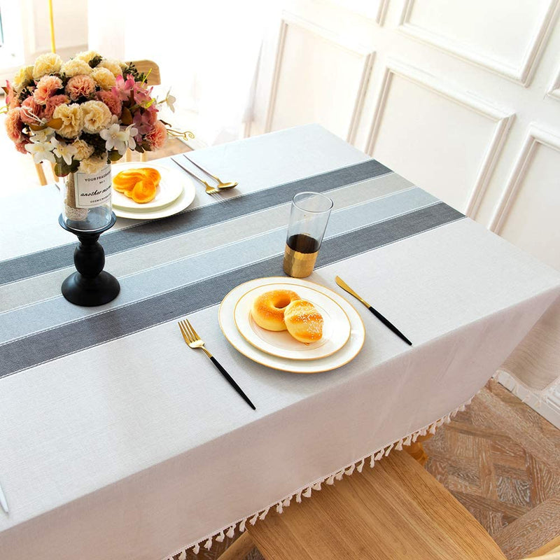 Patchwork Fringed Linen Tablecloth Wine & Dining - DailySale