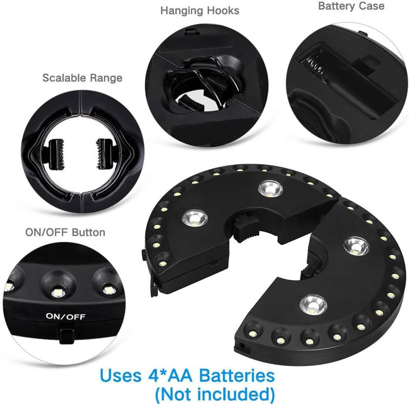 Patio Umbrella Light 3 Brightness Modes Cordless 28 LED Lights Outdoor Lighting - DailySale