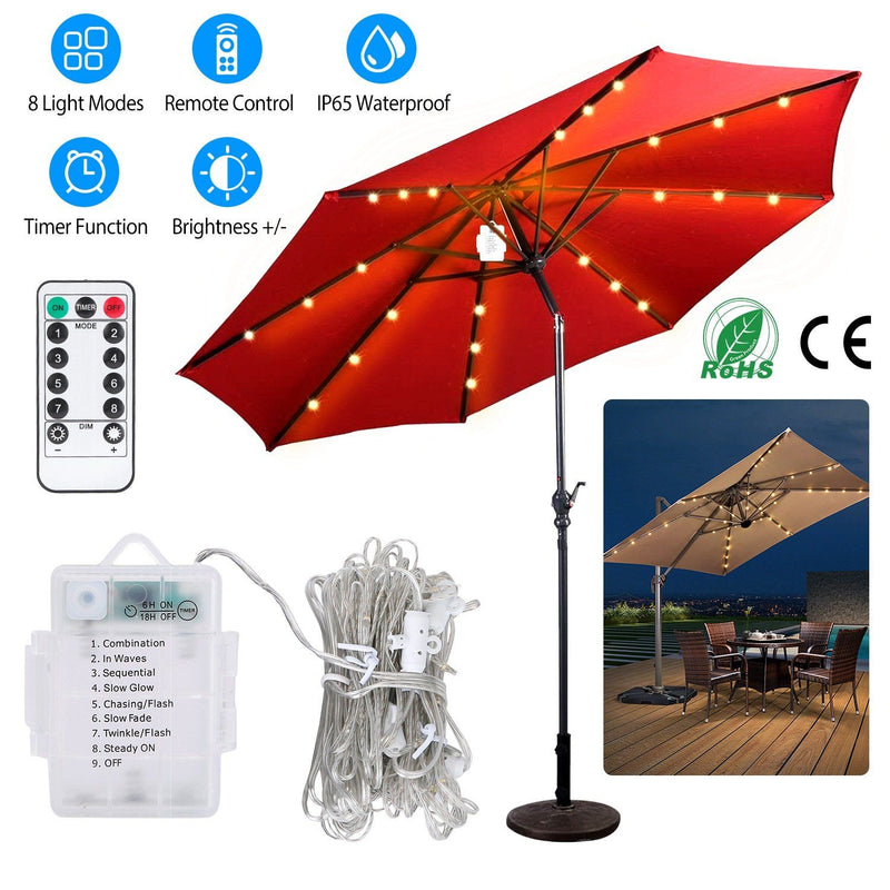 Patio Umbrella Lights 8 Lighting Mode with Remote Control Garden & Patio - DailySale