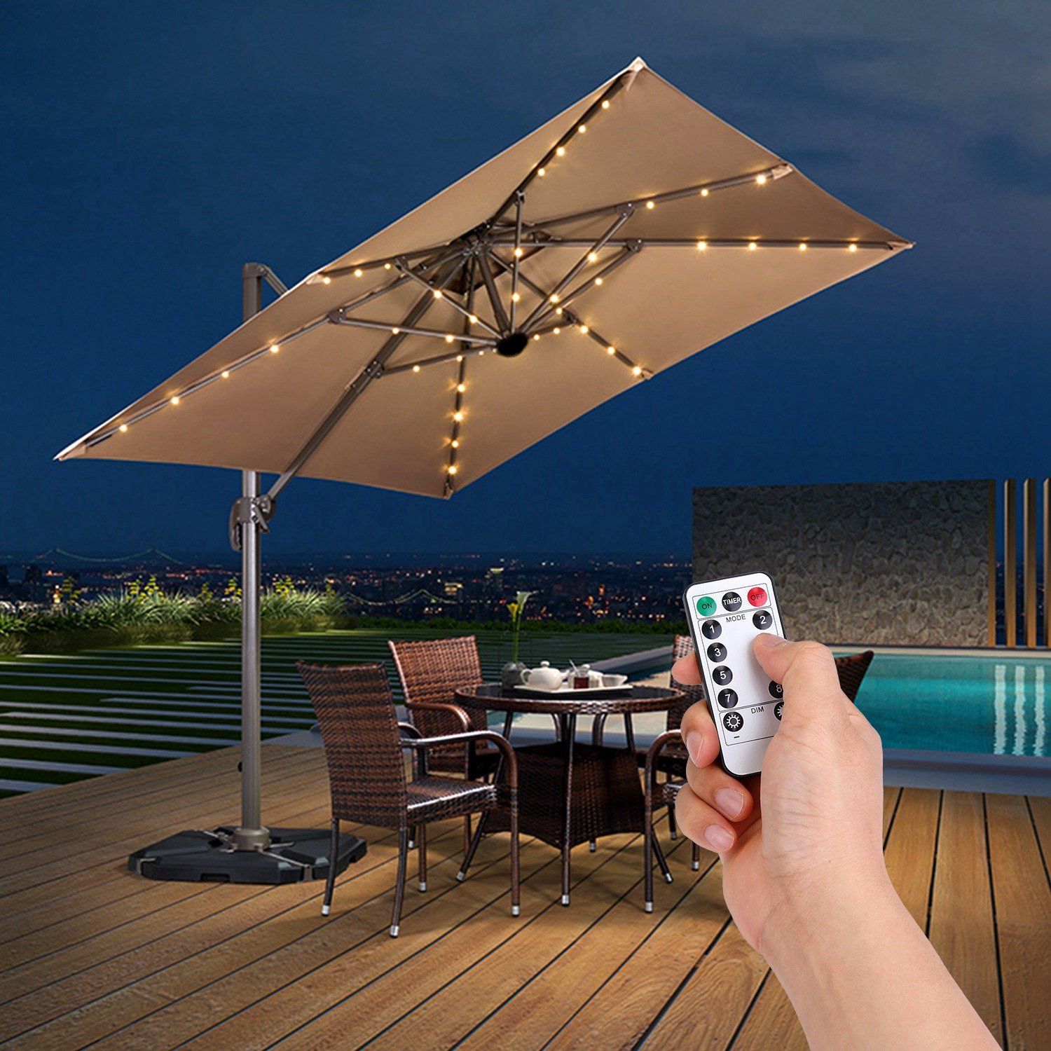 Patio Umbrella Lights 8 Lighting Mode with Remote Control Garden & Patio - DailySale