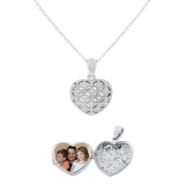 Patterned Heart Locket Pendant Necklace Necklaces - DailySale
