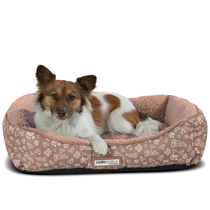 Paws & Pals Print Pet Bed Pet Supplies S Beige - DailySale