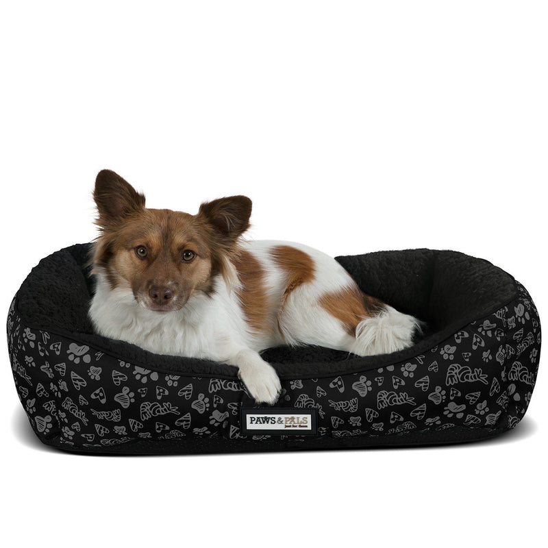 Paws & Pals Print Pet Bed Pet Supplies S Black - DailySale