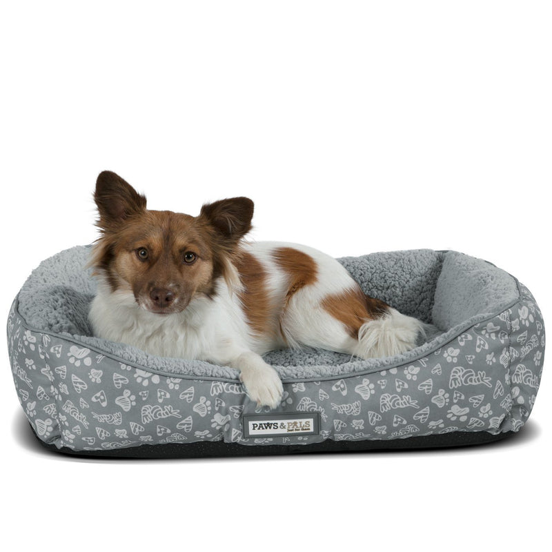 Paws & Pals Print Pet Bed Pet Supplies S Gray - DailySale