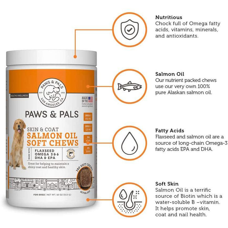 Paws & Pals Wild Alaskan Salmon Fish Oil Omega 3 and 6 for Dogs and Cats Pet Supplies - DailySale