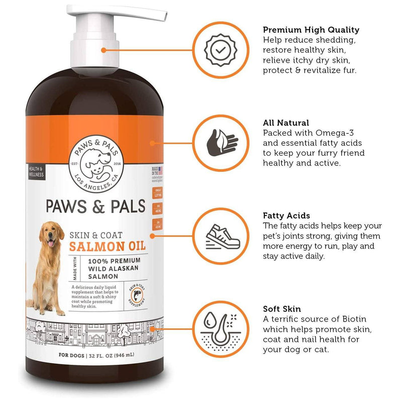 Paws & Pals Wild Alaskan Salmon Oil for Dogs and Cats - 32oz Pet Supplies - DailySale