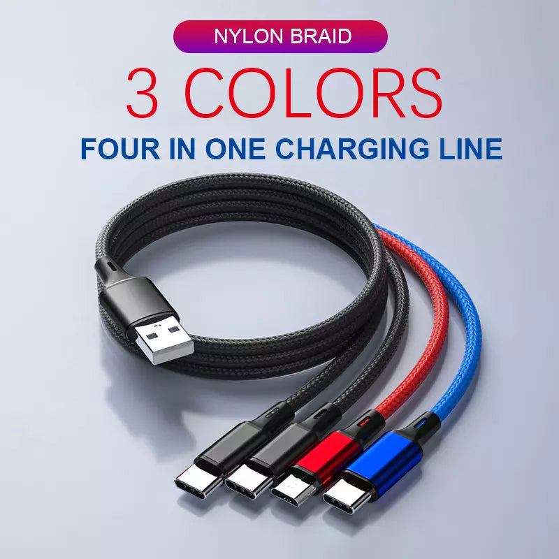 PBG 4-in-1 Cable 3A Nylon Braided Mobile Accessories - DailySale