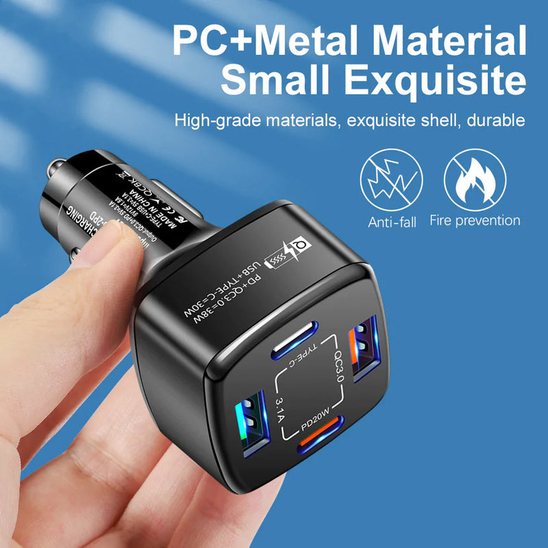PBG 4 Port Car Charger 2 PD Ports and 2 USB Ports Automotive - DailySale