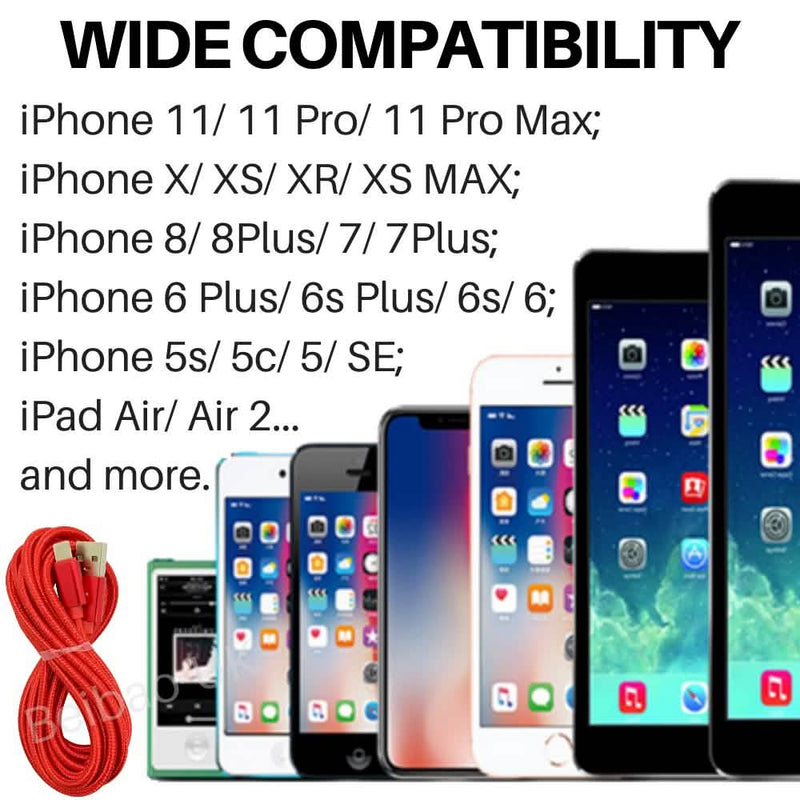 PBG 4-Port PD/USB Car Charger and 10FT Zebra Style Lightning Cable Bundle Automotive - DailySale