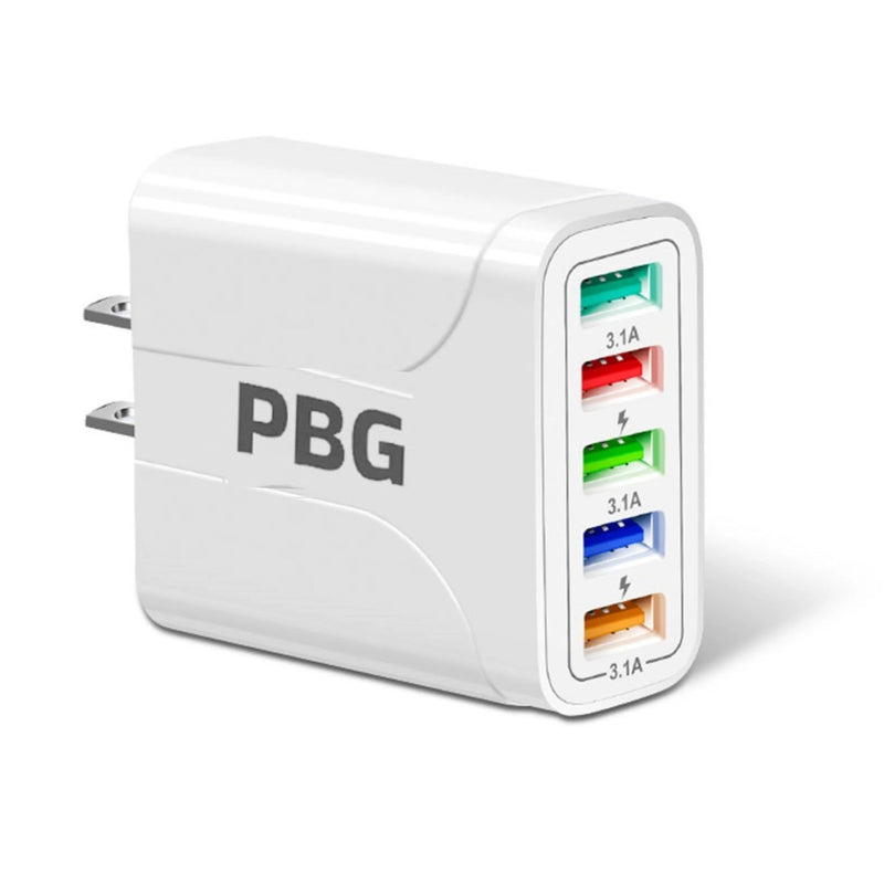 PBG 5 Port Wall Charger Mobile Accessories White - DailySale