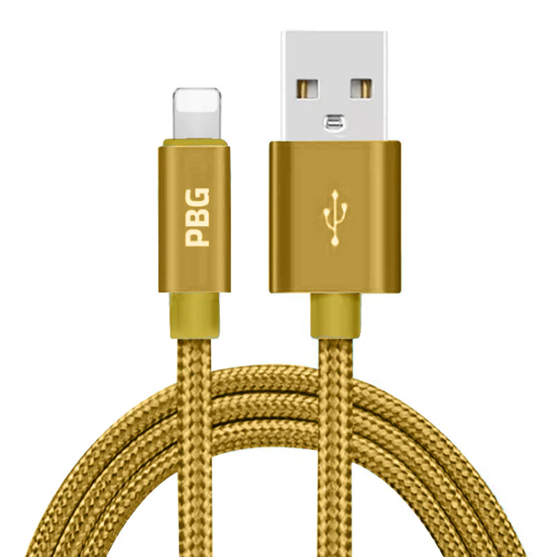 PBG XL 10Ft. Lightning Cable's Nylon Woven Protection Mobile Accessories Gold - DailySale