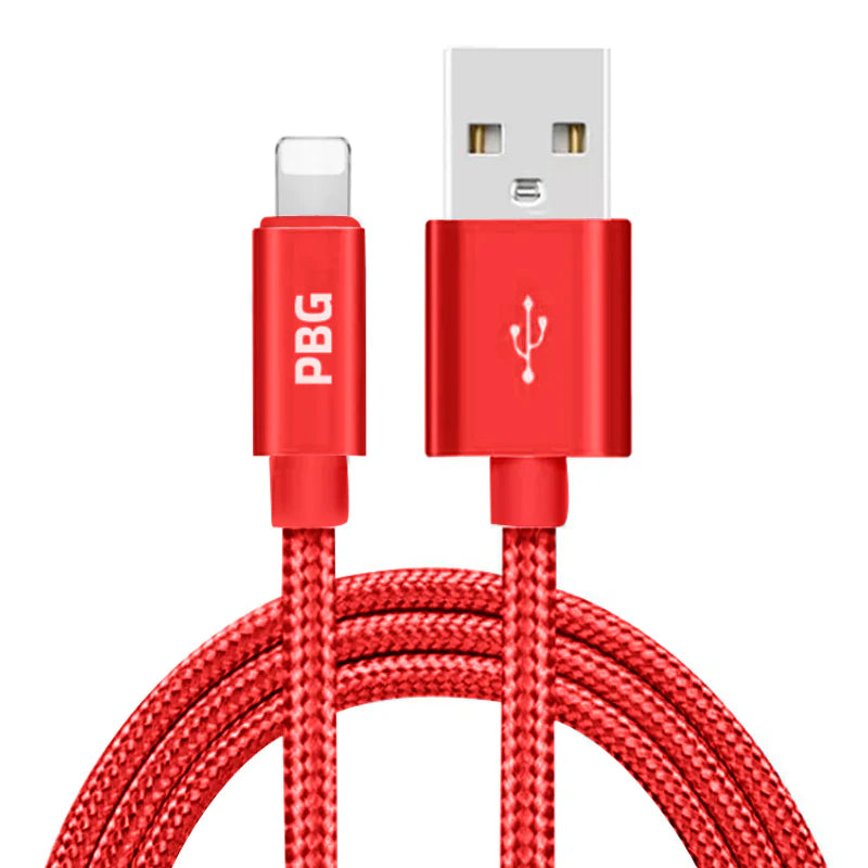PBG XL 10Ft. Lightning Cable's Nylon Woven Protection Mobile Accessories Red - DailySale