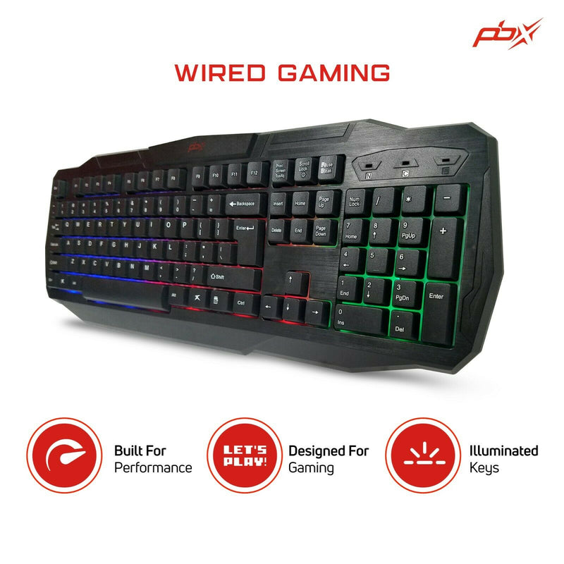 PBX Backlit Pro Gaming Keyboard - Full-Sized & Ergonomic with LED RGB Backlight Computer Accessories - DailySale
