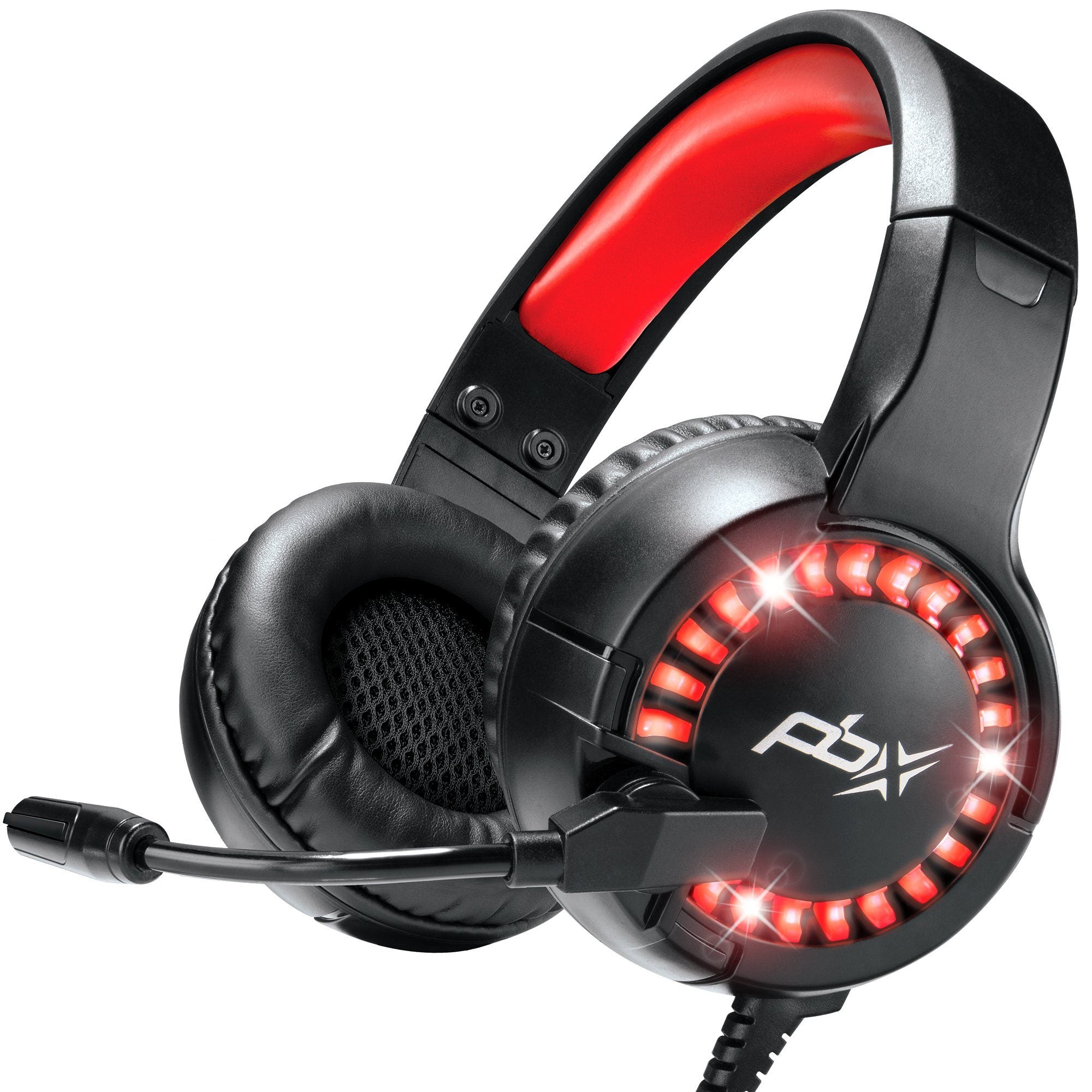 3/4 view odPBX INFERNO H8 Wired LED Headset with Boom Microphone and Noise-Reduction, available at Dailysale