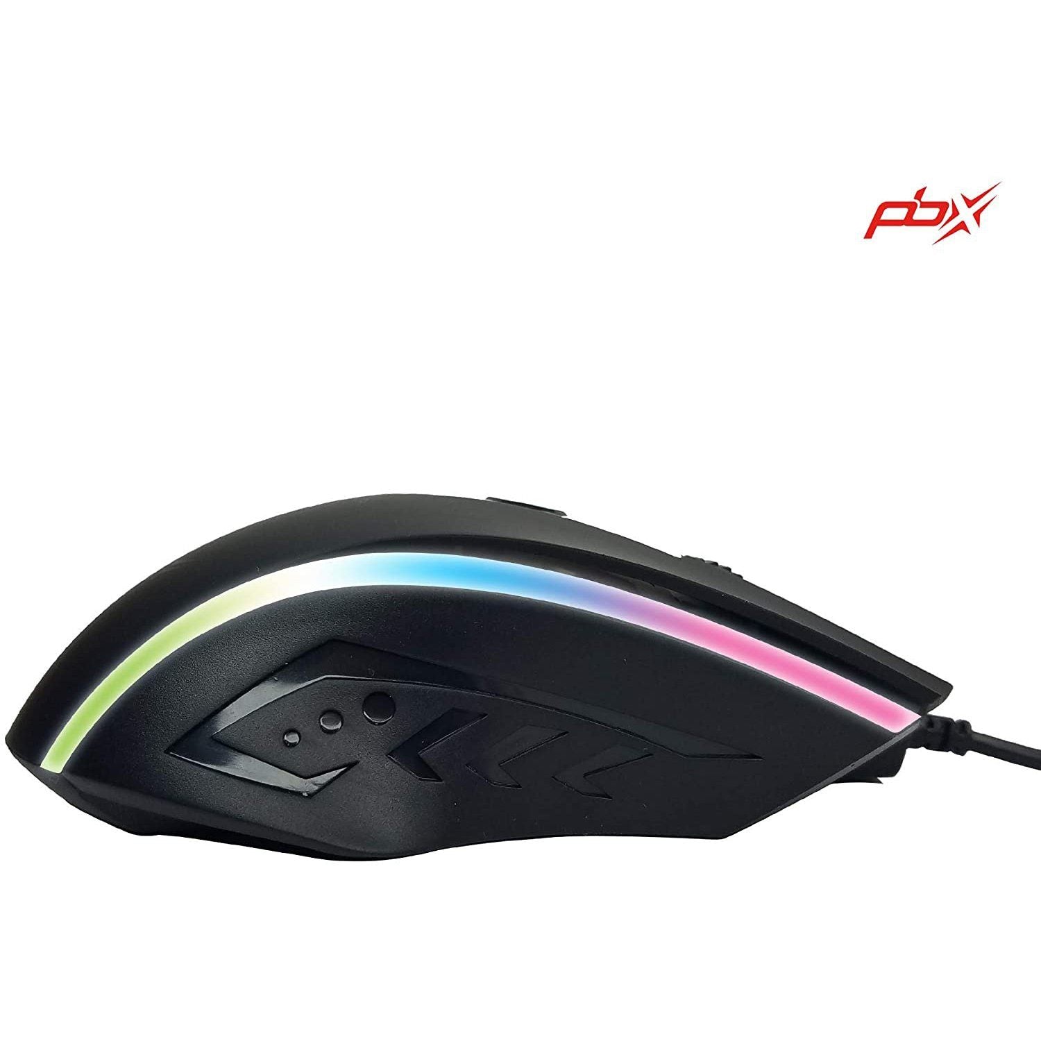 Side view of PBX Soldier Wired Gaming Mouse with 4 Optimized Buttons, 3 Levels of DPI