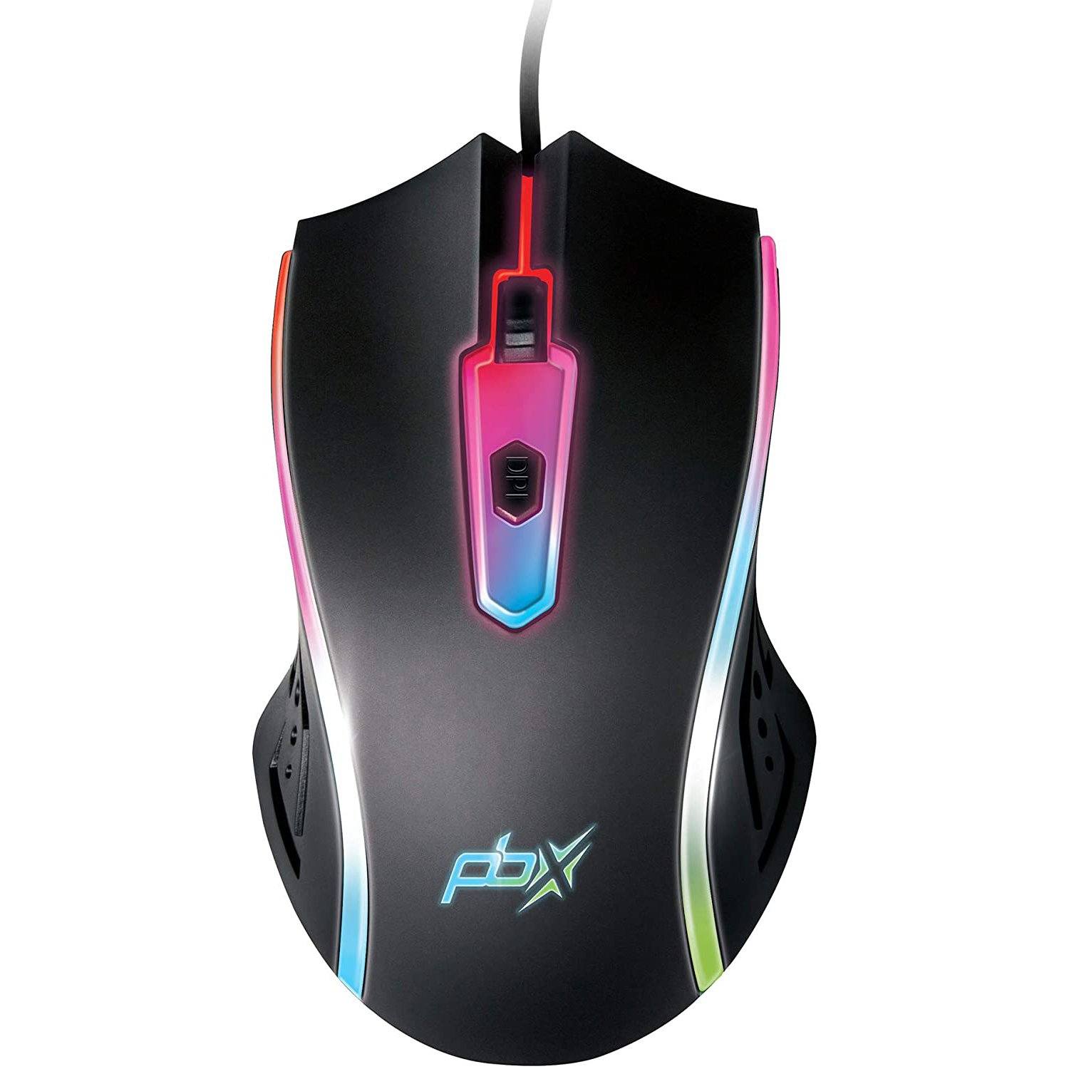 Top view of PBX Soldier Wired Gaming Mouse with 4 Optimized Buttons, 3 Levels of DPI