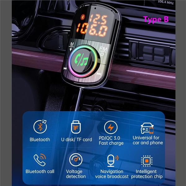 PD18W and QC3.0 Bluetooth 5.0 Car Radio Adapter Dual Fast Charging Port Wireless FM Audio Hands Free Car Kit Receiver Automotive - DailySale