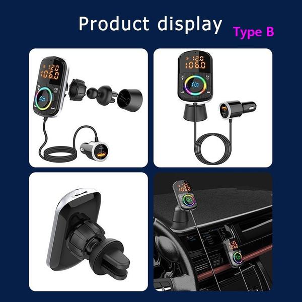 PD18W and QC3.0 Bluetooth 5.0 Car Radio Adapter Dual Fast Charging Port Wireless FM Audio Hands Free Car Kit Receiver Automotive - DailySale