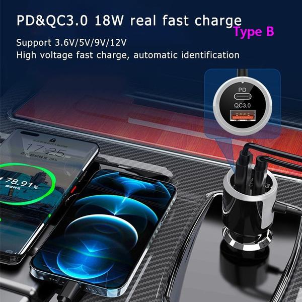 PD18W and QC3.0 Bluetooth 5.0 Car Radio Adapter Dual Fast Charging Port Wireless FM Audio Hands Free Car Kit Receiver Automotive - DailySale