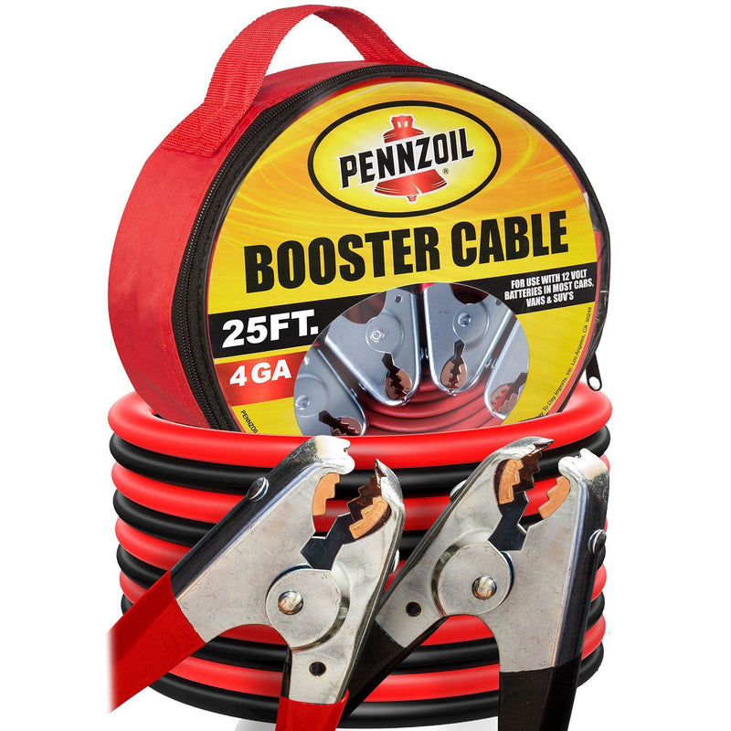 Pennzoil Jumper Cable 4 Gauge 25 Feet Heavy Duty Battery Booster with Travel Bag Automotive - DailySale