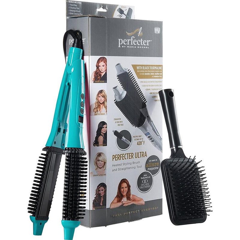 Perfecter Flat Iron Hair Straightener & Hot Round Brush 2-in-1