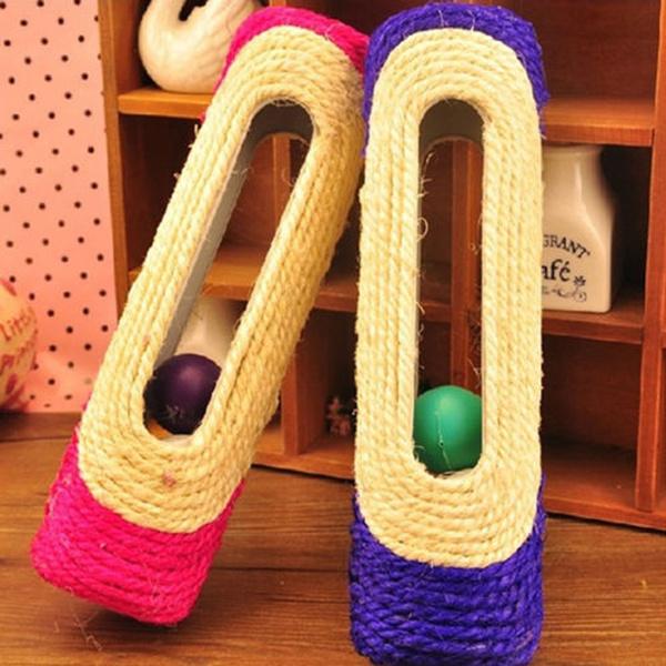 Pet Cat Rolling Sisal Scratching Post Trapped With 3 Ball Training Novely Toy Pet Supplies - DailySale